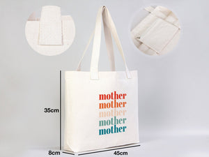 Mother’s Day Tote Bag – Natural Canvas Mom Tote, 18"x14"x3" Reusable Gift Bag - Pamusan.com