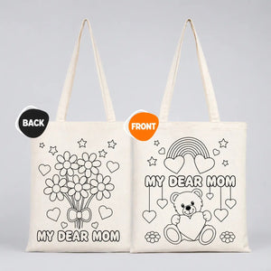 My Dear Mom Paintable Cotton Tote Bag – Double - Sided Design 14"×16" - Pamusan.com