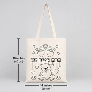 My Dear Mom Paintable Cotton Tote Bag – Double - Sided Design 14"×16" - Pamusan.com