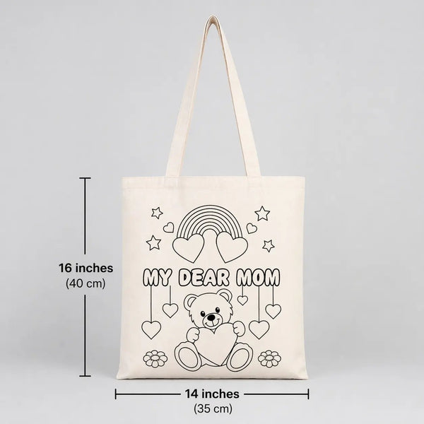 My Dear Mom Paintable Cotton Tote Bag – Double - Sided Design 14"×16" - Pamusan.com