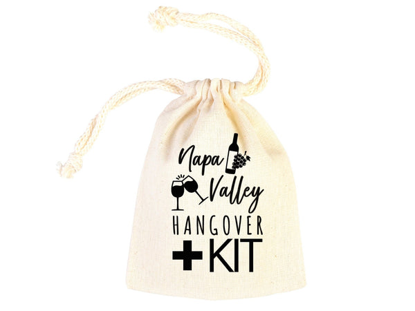 Napa Valley Hangover Bags – Custom Bachelorette Favor Pouches — print detail | Pamusan