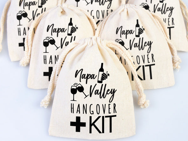 Napa Valley Hangover Bags – Custom Bachelorette Favor Pouches — print detail | Pamusan