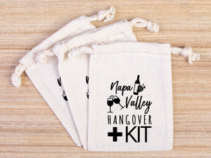 Napa Valley Hangover Bags – Custom Bachelorette Favor Pouches — print detail | Pamusan