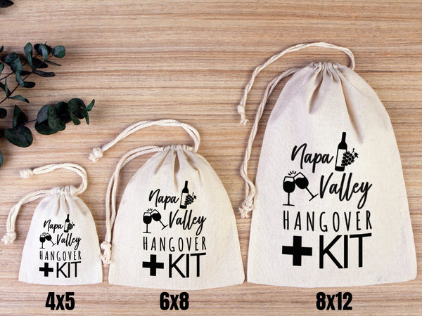 Napa Valley Hangover Bags – Custom Bachelorette Favor Pouches — print detail | Pamusan