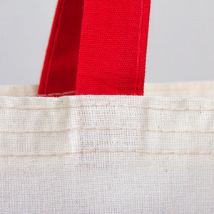 Natural Cotton Tote Bag with Red Handles – 14"x16" Reusable Blank Bag - Pamusan.com