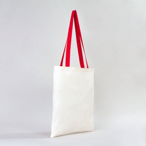 Natural Cotton Tote Bag with Red Handles – 14"x16" Reusable Blank Bag - Pamusan.com