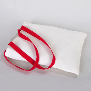 Natural Cotton Tote Bag with Red Handles – 14"x16" Reusable Blank Bag - Pamusan.com