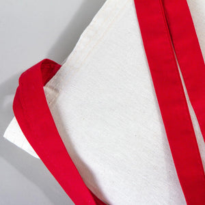 Natural Cotton Tote Bag with Red Handles – 14"x16" Reusable Blank Bag - Pamusan.com