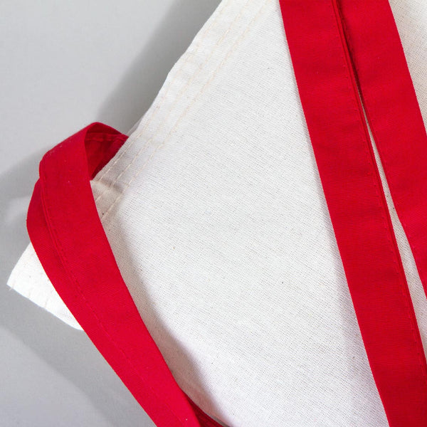 Natural Cotton Tote Bag with Red Handles – 14"x16" Reusable Blank Bag - Pamusan.com