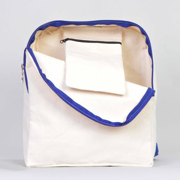 Navy Blue VIP Canvas Backpack – 10" × 13" (25 × 32 cm), 10 oz - Pamusan.com