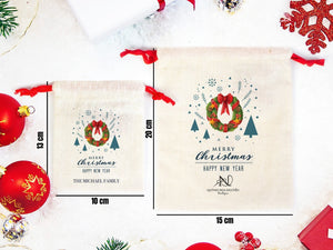 New Year and Merry Christmas Bags,  Custom Family or Company Gift Bags, You Can Add Logo & Text — logo detail | Pamusan