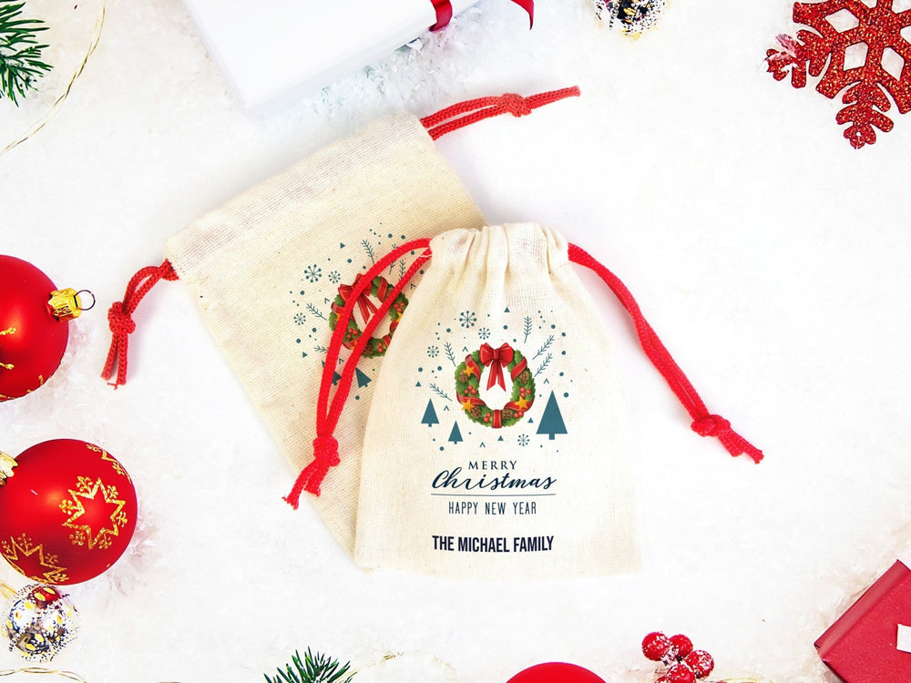 New Year and Merry Christmas Bags,  Custom Family or Company Gift Bags, You Can Add Logo & Text | Pamusan