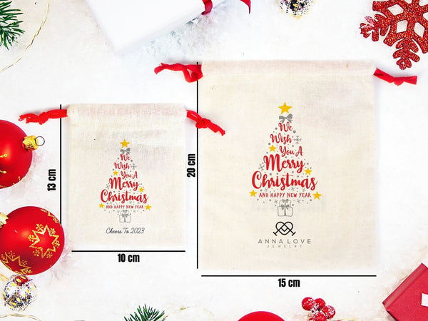 New Year and Merry Christmas Pouch Bags - Custom Family or Company Gift Bags — logo detail | Pamusan