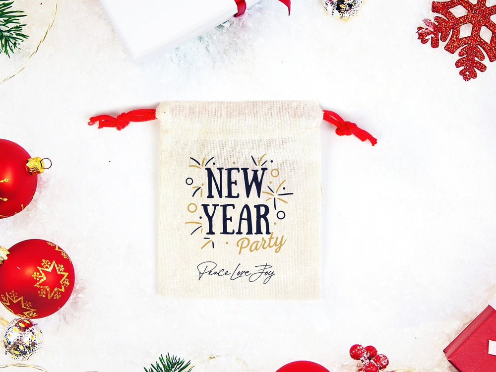 New Year Party Bags – Custom 2023 Cotton Gift Bags for Family or Company, Personalized Muslin Bags with Logo & Text | Pamusan