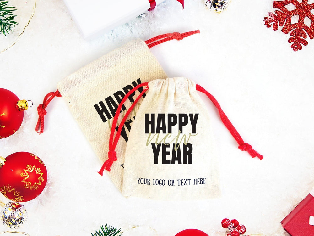 Personalized New Year Gift Bags – Custom Logo Muslin Pouches for Family & Company | Pamusan