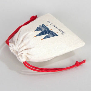 New Year Red Cotton Drawstring Bag 4" × 5" (10 × 13 cm) – Personalized Gift Pouch - Pamusan.com
