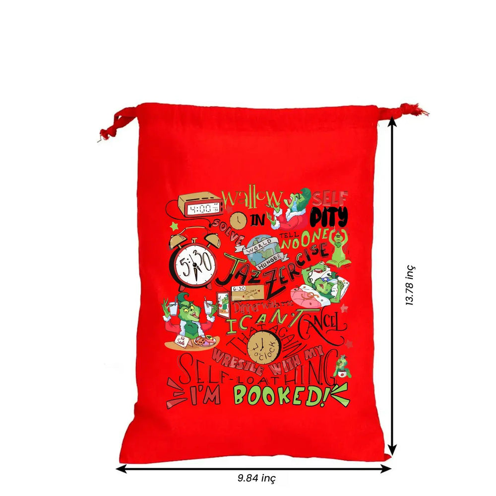 New Year Red Cotton Pouch 10" × 14" (25 × 35 cm) – Drawstring Gift Bag, Custom Printed - Pamusan.com