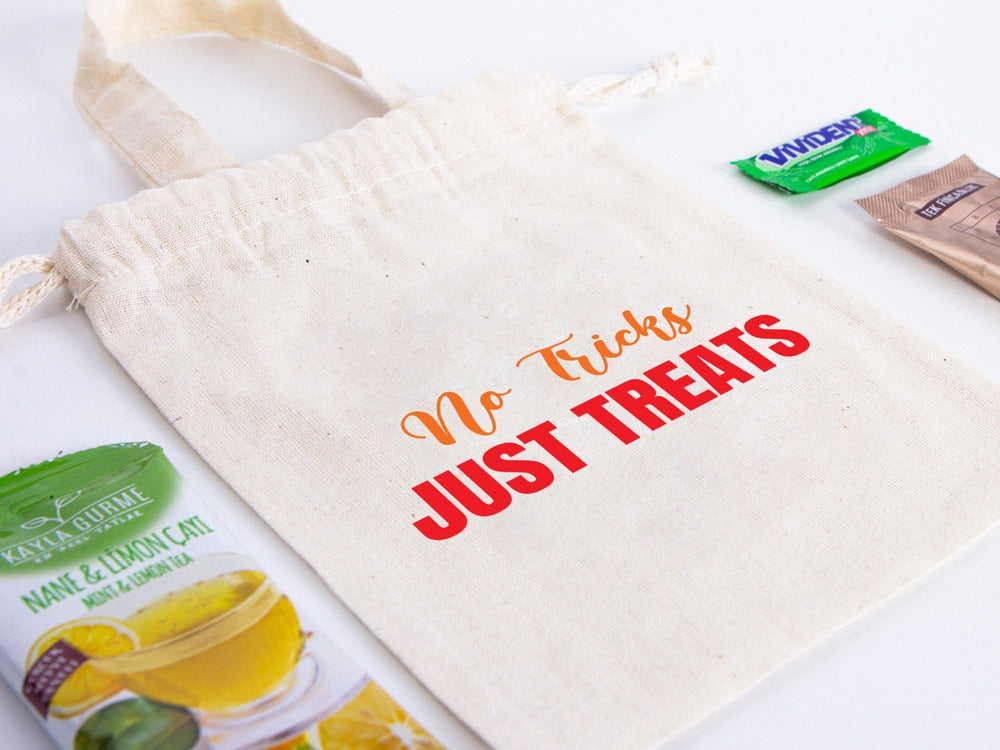 No Tricks Just Treats | Eco-Friendly Cotton Party Favor Bags | Pamusan