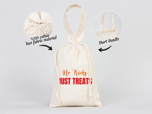 No Tricks Just Treats | Eco-Friendly Cotton Party Favor Bags — alternate view | Pamusan