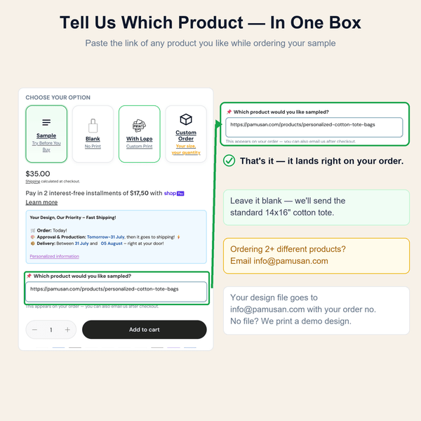 Order a Printed Sample — Your Design on Any Product — Try Before You Buy - Pamusan.com