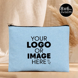 Organizer Cosmetic Bag ,Blue Clutch Bag 8"W x 6"H , Logo Design Make Up Bag - Pamusan.com
