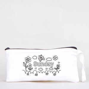 Paintable Pencil Case with Sunday Design – 8" × 4" - 6 oz - Pamusan.com