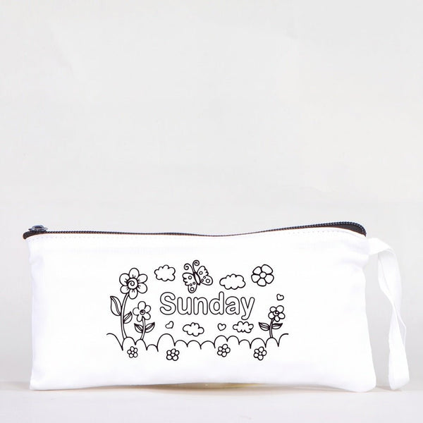 Paintable Pencil Case with Sunday Design – 8" × 4" - 6 oz - Pamusan.com