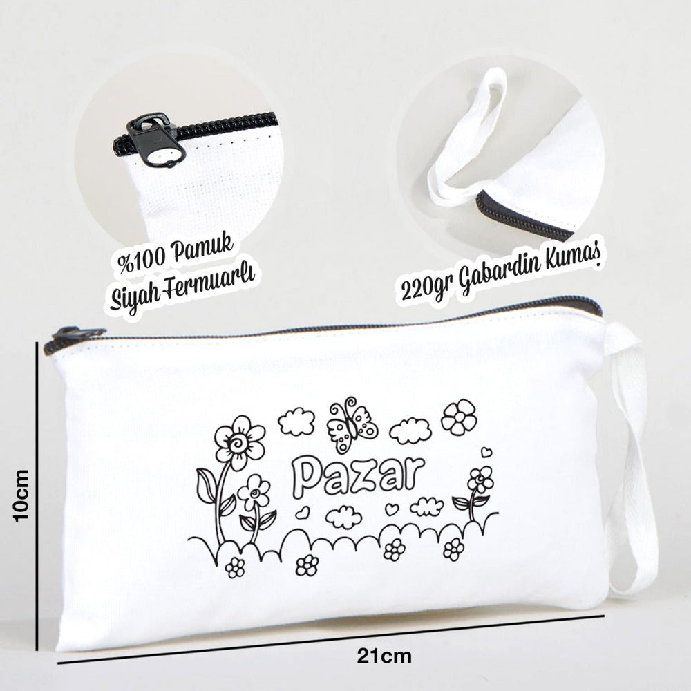 Paintable Pencil Case with Sunday Design – 8" × 4" - 6 oz - Pamusan.com