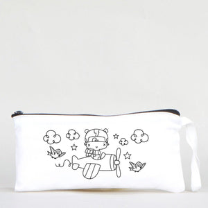 Paintable Pencil Case with The World of Helicopters Design – 8" × 4" - 6 oz - Pamusan.com