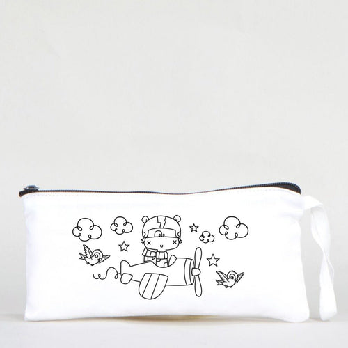 Paintable Pencil Case with The World of Helicopters Design – 8" × 4" - 6 oz - Pamusan.com