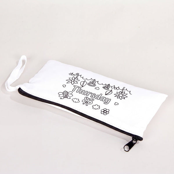 Paintable Pencil Case with Thursday Design – 8" × 4" - 6 oz - Pamusan.com