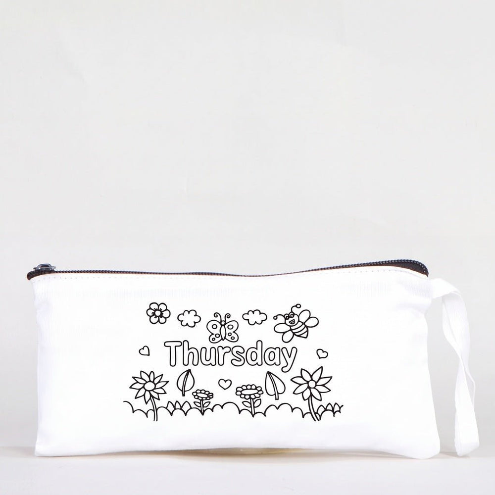 Paintable Pencil Case with Thursday Design – 8" × 4" - 6 oz - Pamusan.com