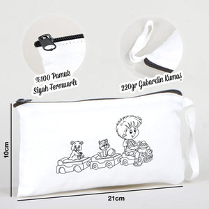 Paintable Pencil Case with Travel Train Design – 8" × 4" - 6 oz - Pamusan.com
