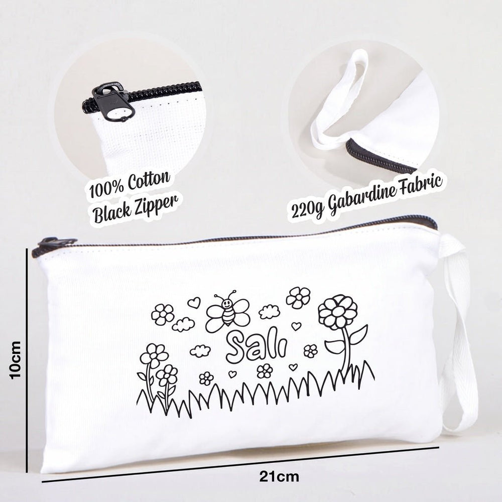 Paintable Pencil Case with Tuesday Design – 8" × 4" - 6 oz - Pamusan.com