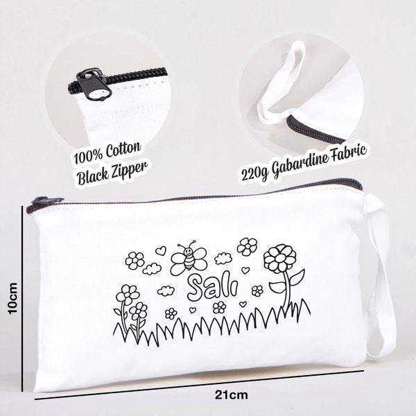 Paintable Pencil Case with Tuesday Design – 8" × 4" - 6 oz - Pamusan.com
