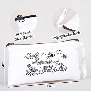 Paintable Pencil Case with Wednesday Design – 8" × 4" - 6 oz - Pamusan.com