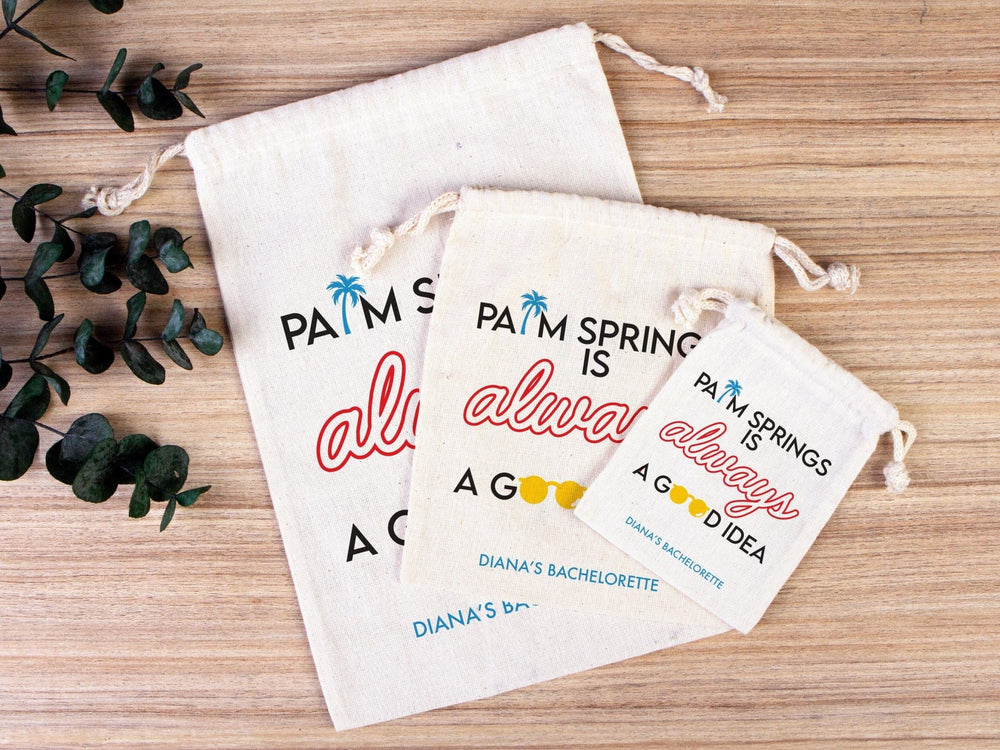 Palm Springs Bachelorette Party Bags – Custom Cotton Pouches | Pamusan