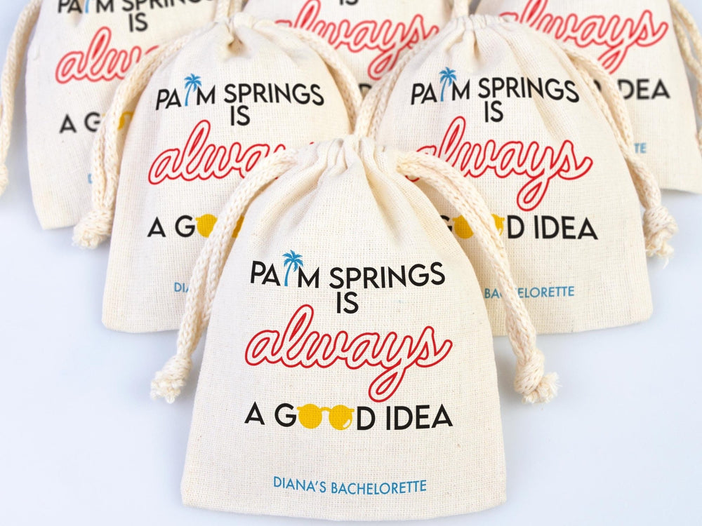 Palm Springs Bachelorette Party Bags – Custom Cotton Pouches | Pamusan