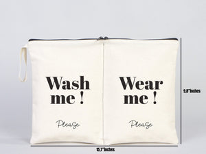 Cotton Travel Laundry Bag – Clean & Dirty Organizer — back view | Pamusan