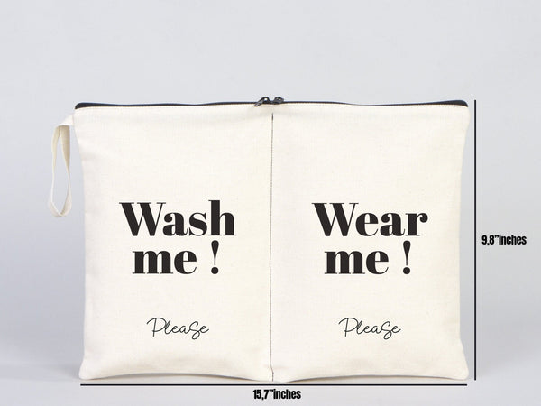 Cotton Travel Laundry Bag – Clean & Dirty Organizer — back view | Pamusan