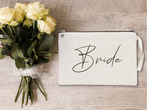 Personalized Bride Clutch Bag – Custom Cotton Wedding Gift Bag — custom print | Pamusan