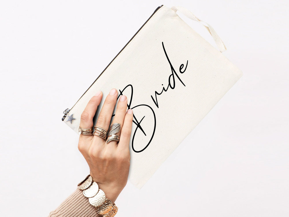Personalized Bride Clutch Bag – Custom Cotton Wedding Gift Bag | Pamusan