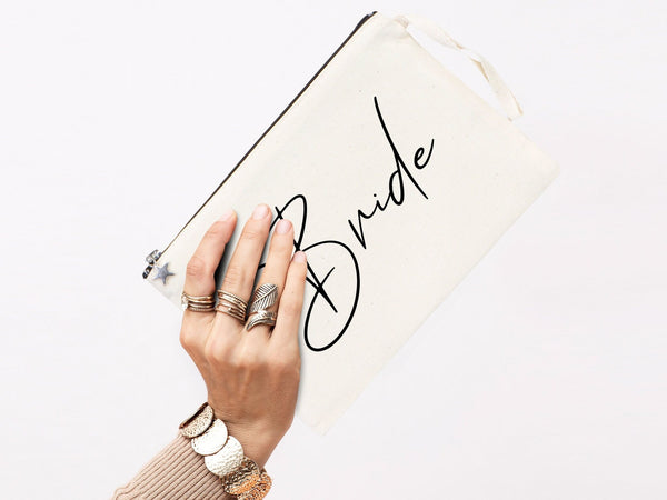 Personalized Bride Clutch Bag – Custom Cotton Wedding Gift Bag | Pamusan