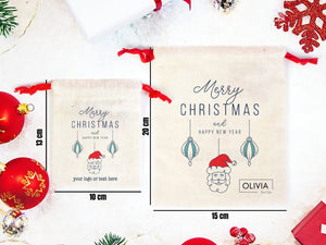 Personalized Christmas & New Year Drawstring Gift Bags – Colorful & Eco-Friendly Pouches — back view | Pamusan