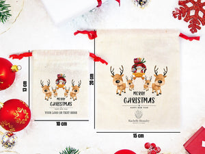 Custom Santa Christmas Pouch – Personalized Cotton Gift Bag — custom print | Pamusan