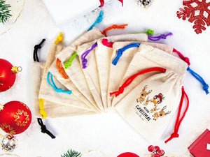 Custom Santa Christmas Pouch – Personalized Cotton Gift Bag — custom print | Pamusan