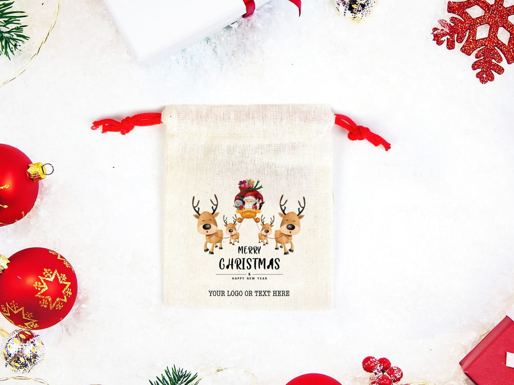 Custom Santa Christmas Pouch – Personalized Cotton Gift Bag | Pamusan