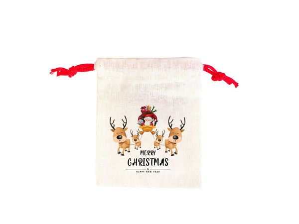 Custom Santa Christmas Pouch – Personalized Cotton Gift Bag — custom print | Pamusan