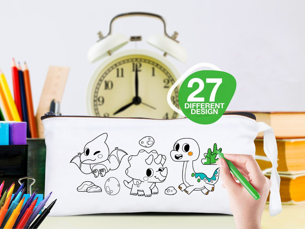 Personalized Kids Pencil Case – Color Your Own Birthday Gift 8"x4" | Pamusan
