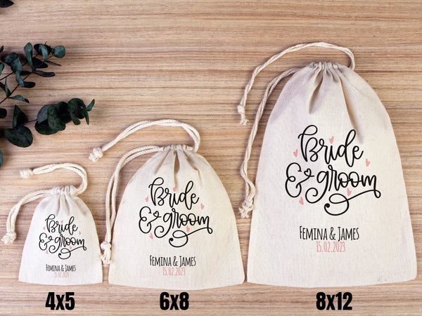 Personalized Bride & Groom Bags – Custom Wedding Party Tote — custom print | Pamusan